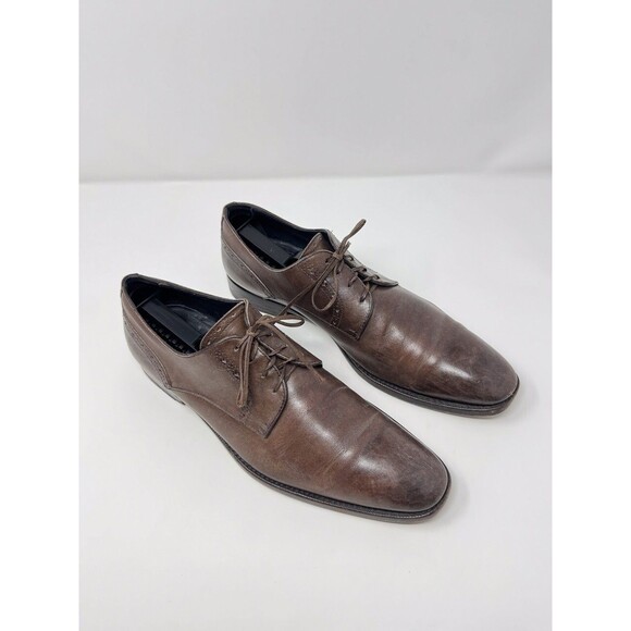 Ermenegildo Zegna Mens Dress Shoes Brown Leather Oxford Italian